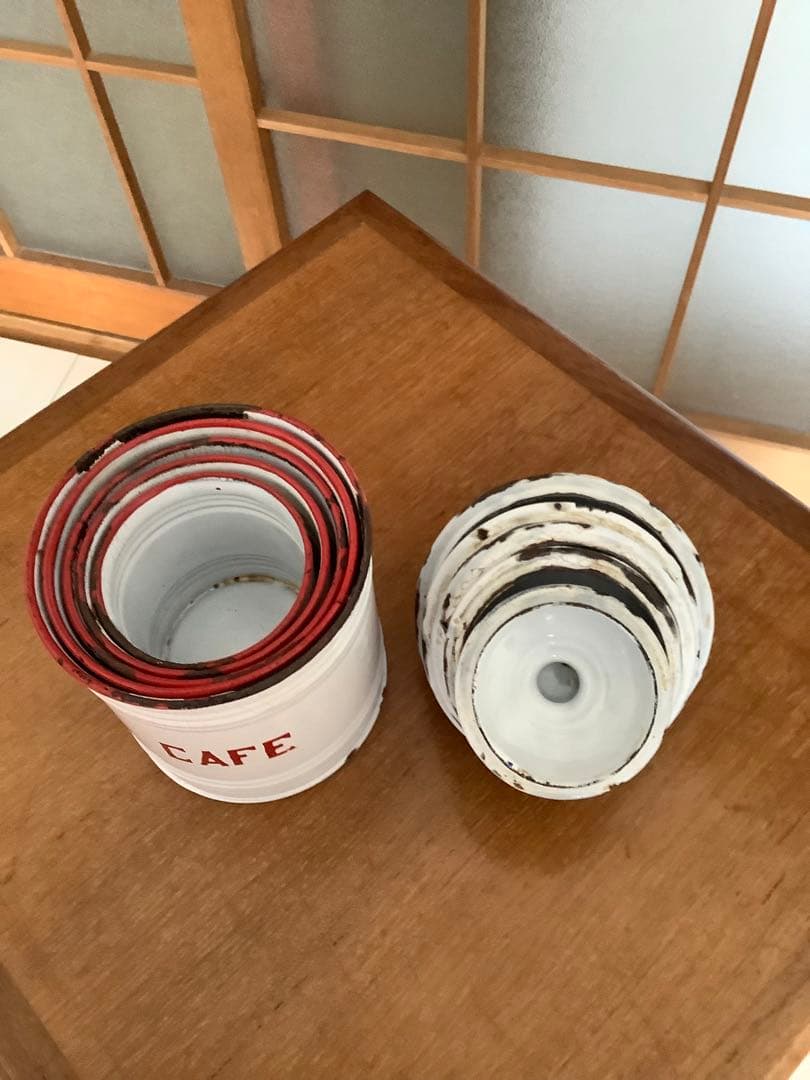 フランス　アンティーク　ホーロー　キャニスターセット　③