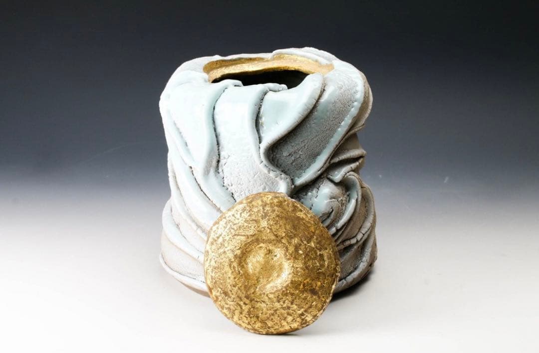 加藤洋二 最上位作 傑作 春なごり雪 水指 茶道具 本物保証 走泥社 陶芸 陶器