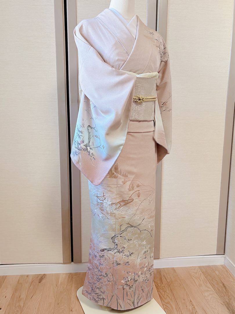 極美品　訪問着　フルセット 友禅 裄67 68 蝶　鳥卒業式　入学式　M L