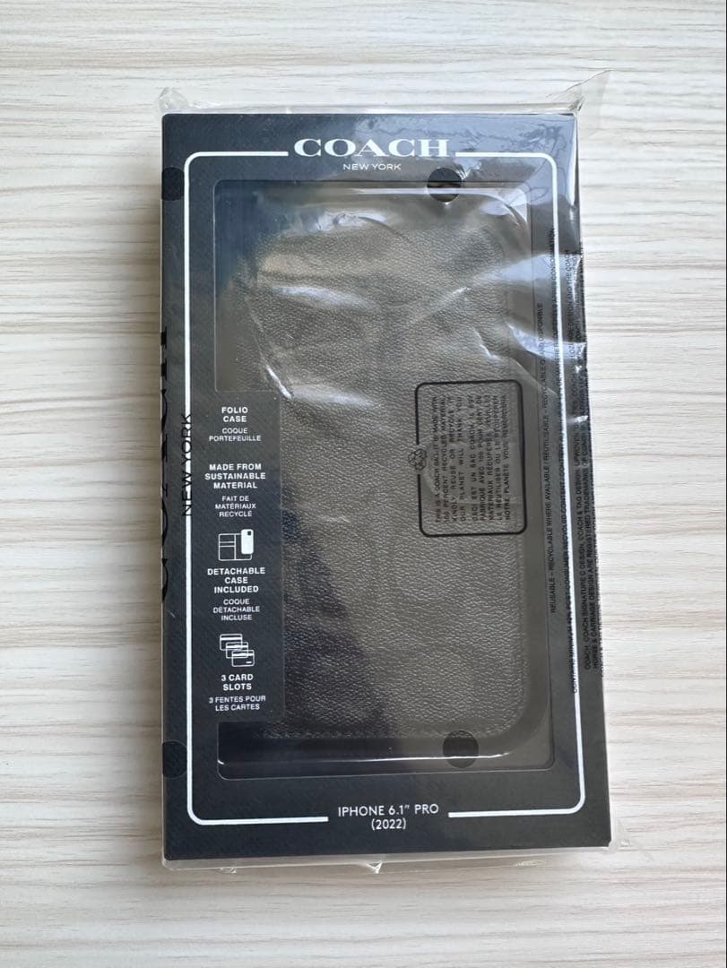 COACH iPhone14PROケース フォリオ・シグネチャー キャンバス