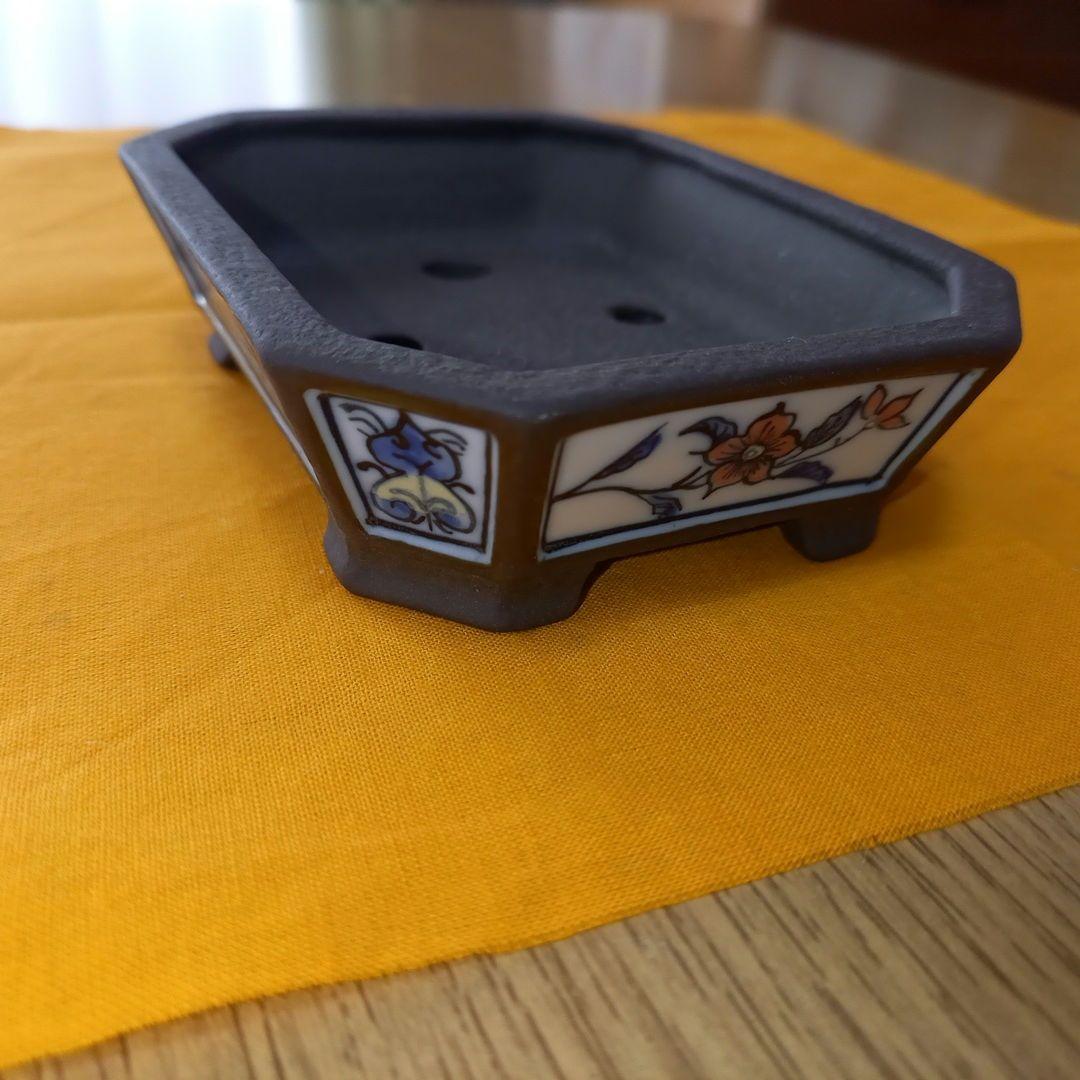 未使用　陶翠　盆栽鉢(八角)【木箱つき】