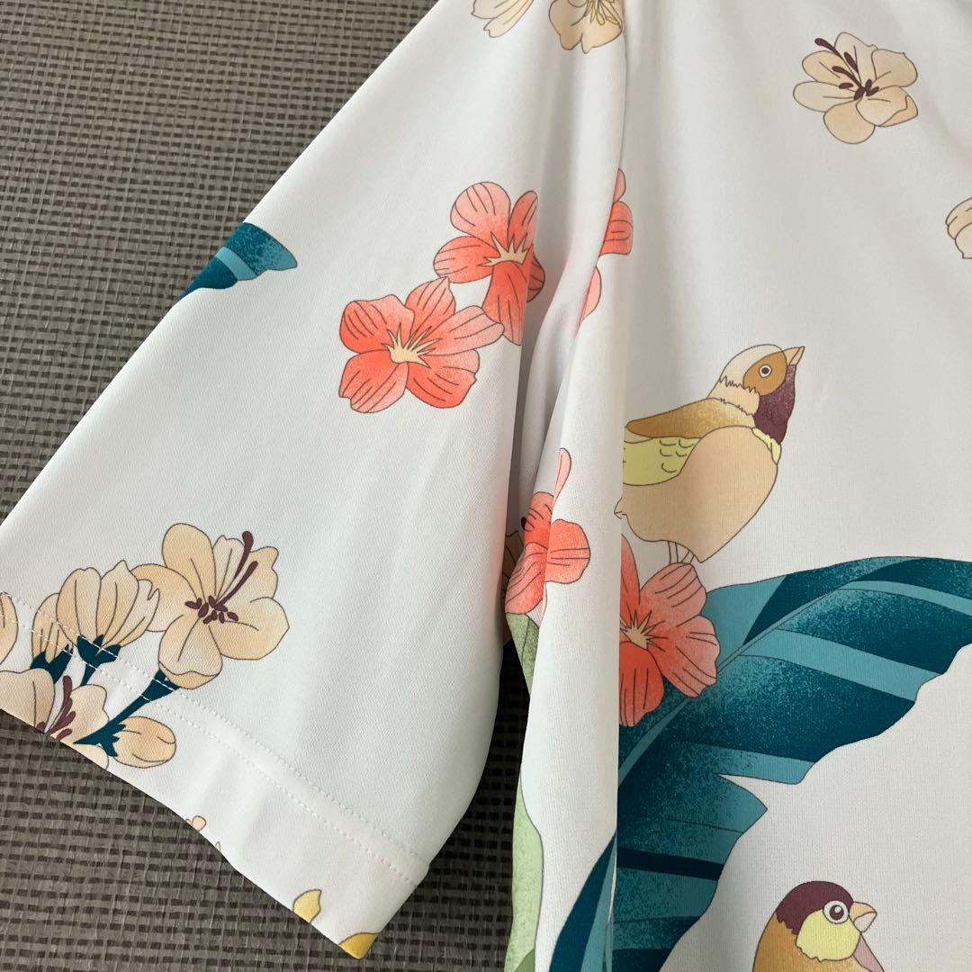 美品　レオナール　ポロシャツ　花柄　鳥　大きいサイズ44