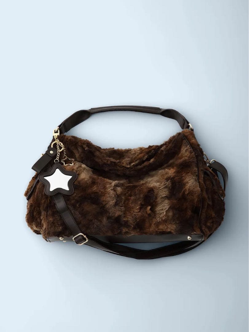 バッグ Bad Blue Eco Fur Pillow Bag (Brown)
