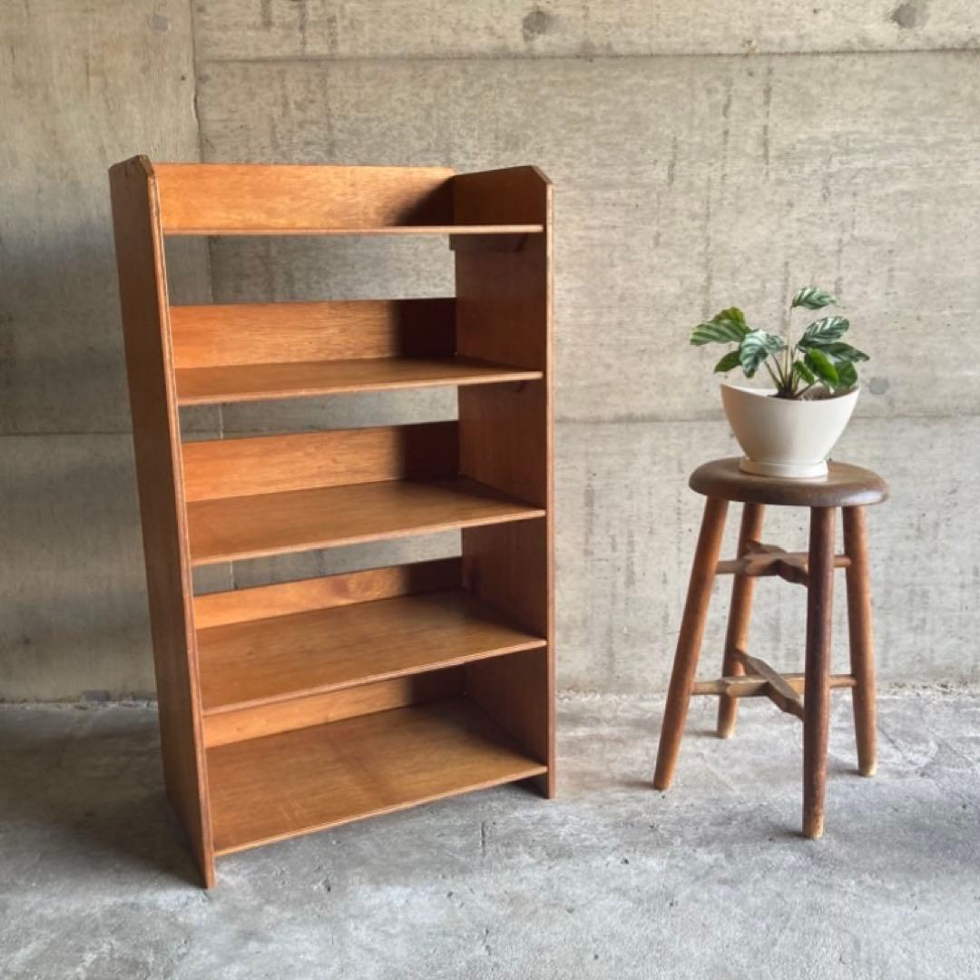 オープンシェルフ ラック 本棚 飾り台 置物台 5段 木製 家具 昭和 レトロ