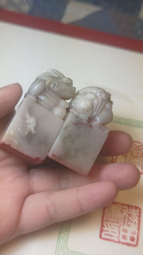 「大朴」銘　時代印2点　印材、篆刻、遊印、落款印、（寿山石、芙蓉石、田黄石）