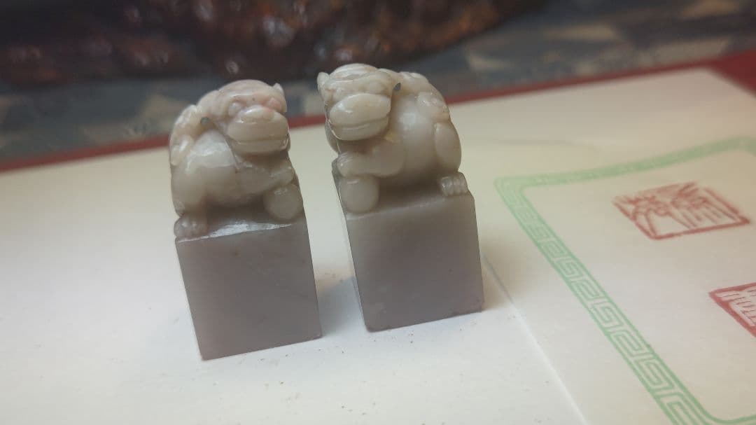 「大朴」銘　時代印2点　印材、篆刻、遊印、落款印、（寿山石、芙蓉石、田黄石）