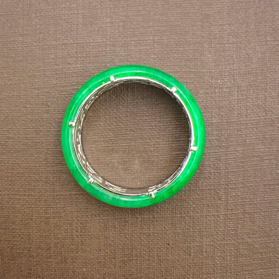 天然翡翠ヒスイプラチナリング　PT900 20号 鑑別書付き