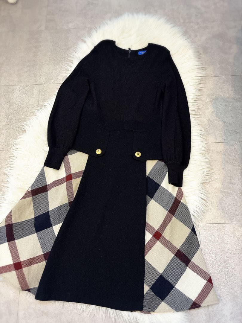 【美品状態】BLUELABEL CRESTBRIDGE 長袖ニットワンピース38