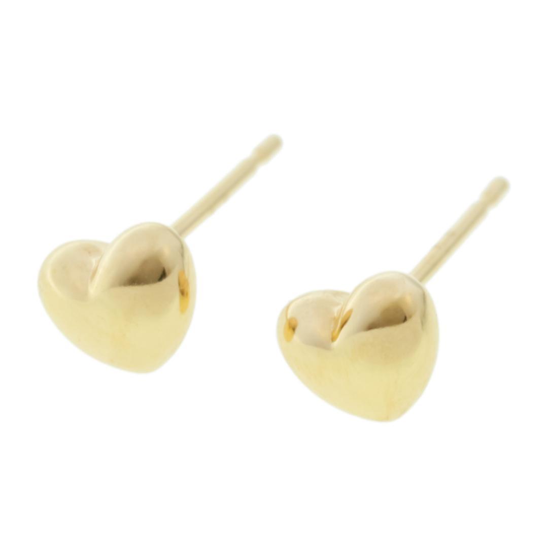 【5mm 大 ハート】ぷっくりハートのシンプルピアス K18YG