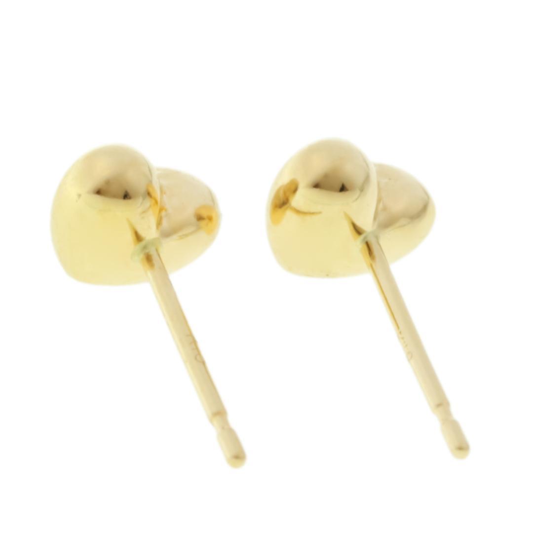 【5mm 大 ハート】ぷっくりハートのシンプルピアス K18YG
