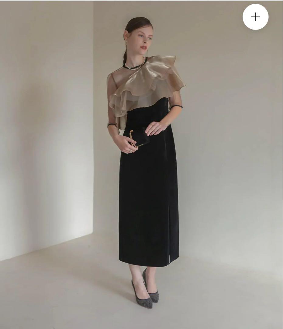 leja レジャ アシンメトリーティアードフリル3WAYベロアドレス