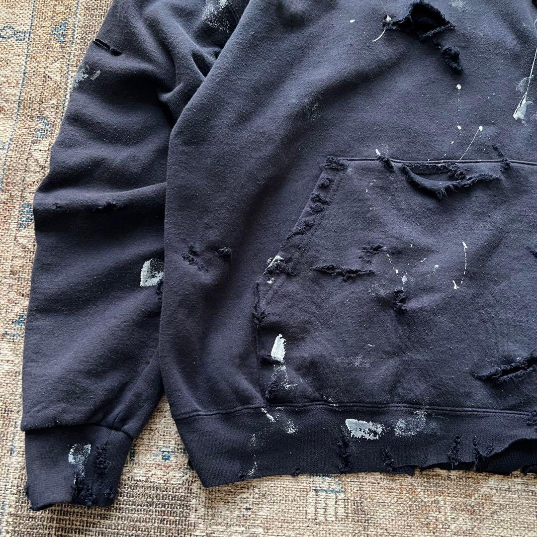 90s champion ダメージ ボロ スウェット パーカー ペンキ　グランジ