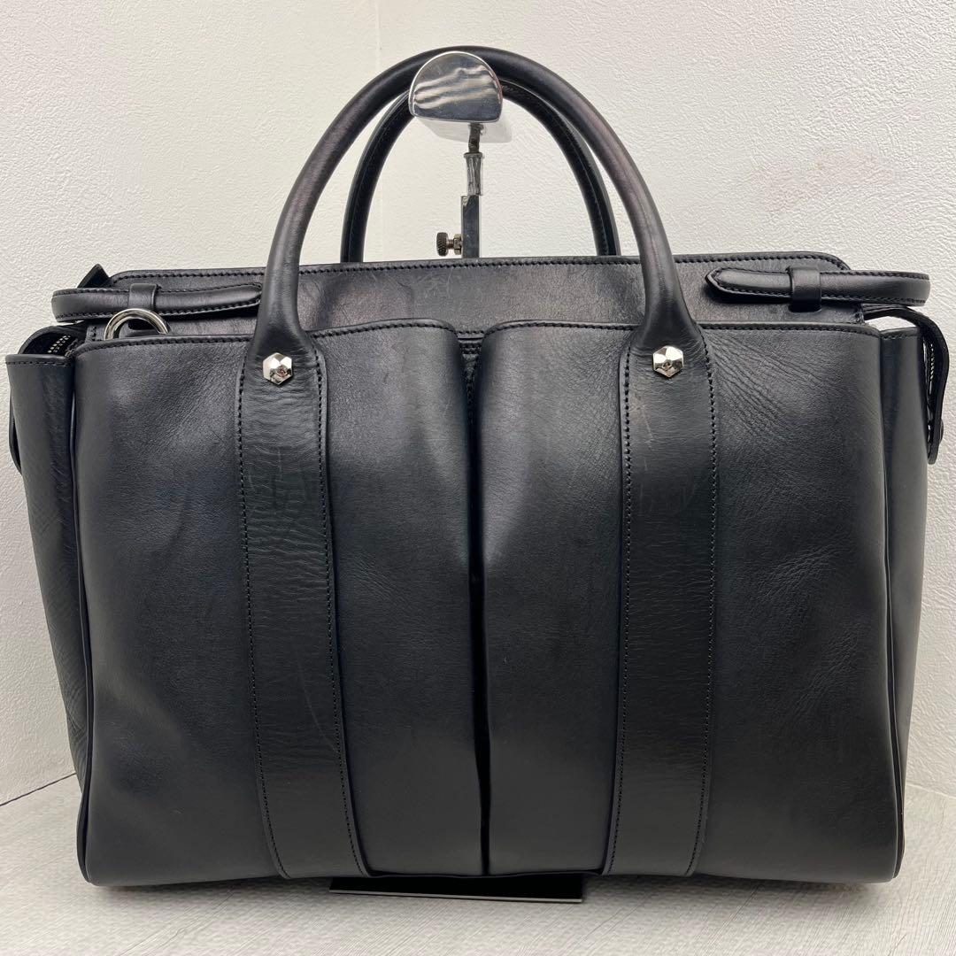 美品✨ 万双 双鞣和地 トートブリーフ ビジネスバッグ ブラック レザー 革