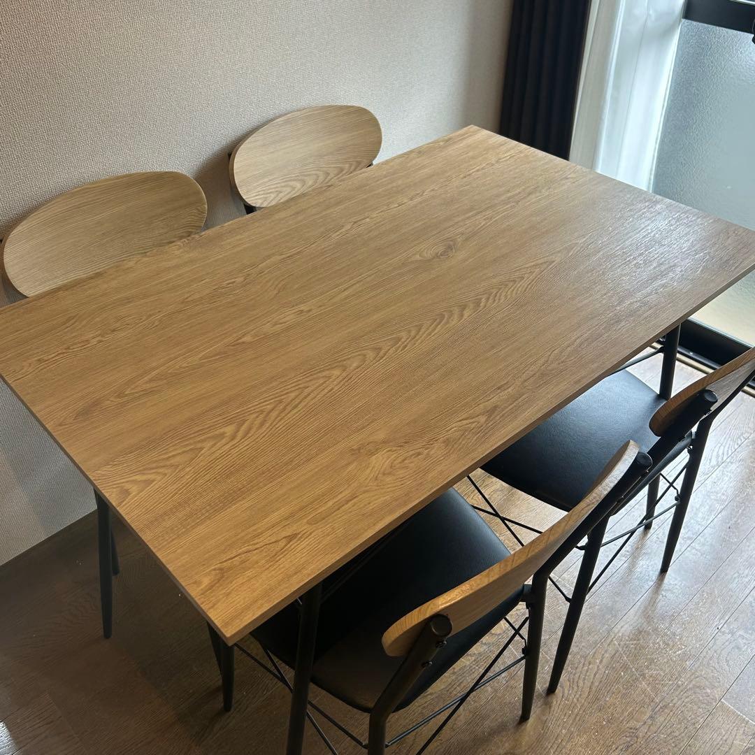 ナチュラルウッド ダイニングテーブル　５点セット