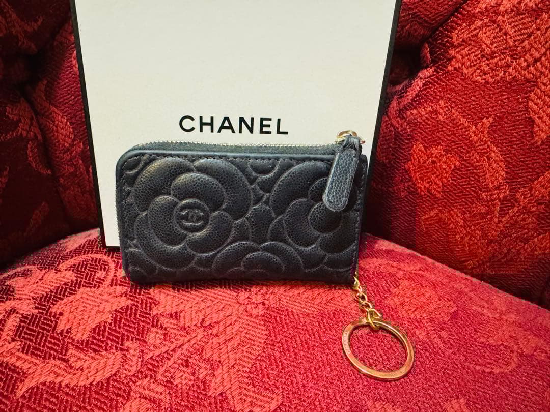 美品✨CHANEL カメリア キーケース　黒　ブラック　ゴールド　レア