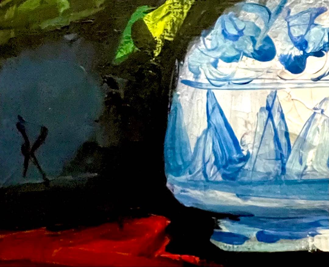 中川力　真作「ばら」 油彩3号　薔薇図傑作　表サイン　裏面に題名・署名