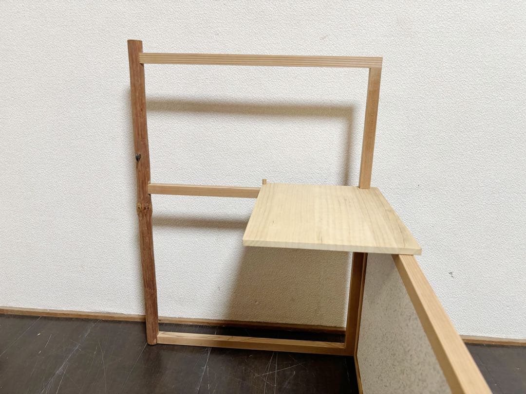 ほぼ未使用 茶道具 指物師渡辺可映作 台目棚 有楽好写 (自在棚) 組み立式元箱