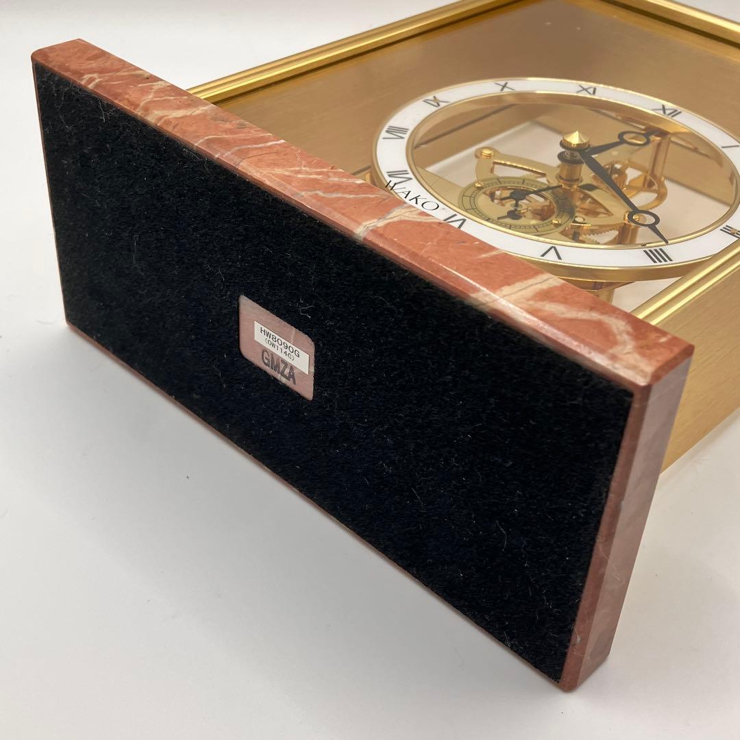 ☆美品☆ WAKO ワコー 置き時計 HW8090G 大理石ゴールド 可動品
