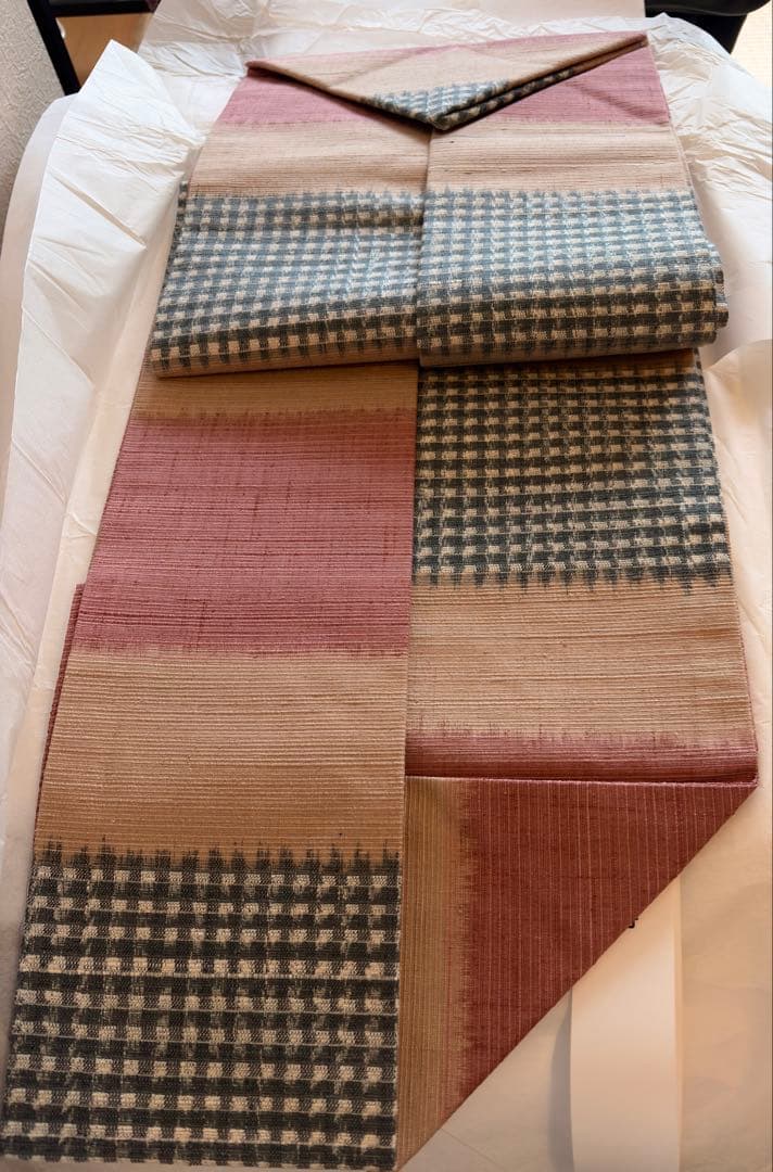 作り帯【新品・未使用】夏用　お洒落な名古屋帯　紬　カジュアル