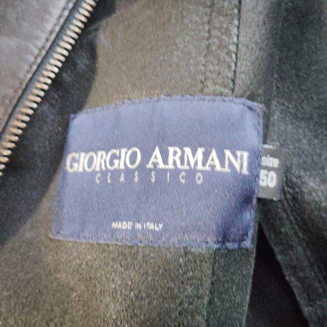 訳ありGiorgio Armani シングルライダースジャケット 50 黒