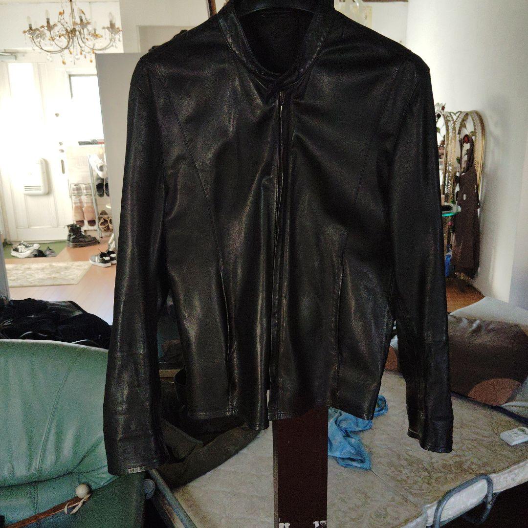 訳ありGiorgio Armani シングルライダースジャケット 50 黒