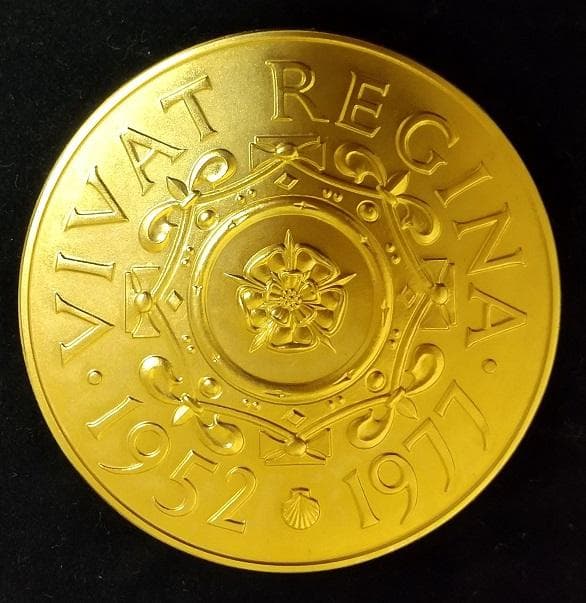 58mm 1977年 イギリス シルバージュビリー ギルドメダル 金メッキ銅