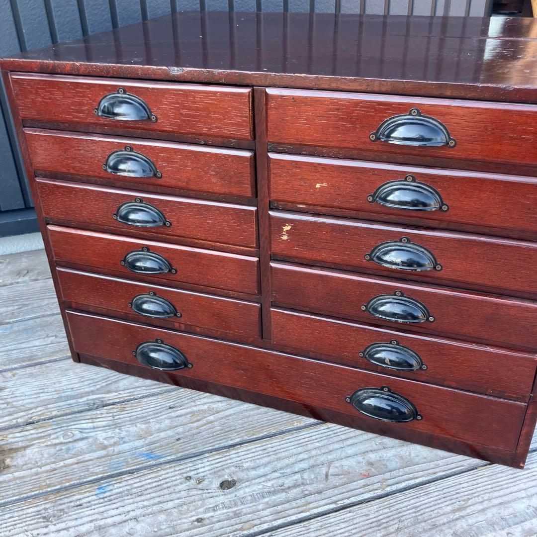 北欧レトロ ヴィンテージ 古家具 書類棚 整理棚 木製チェスト 11杯 箪笥