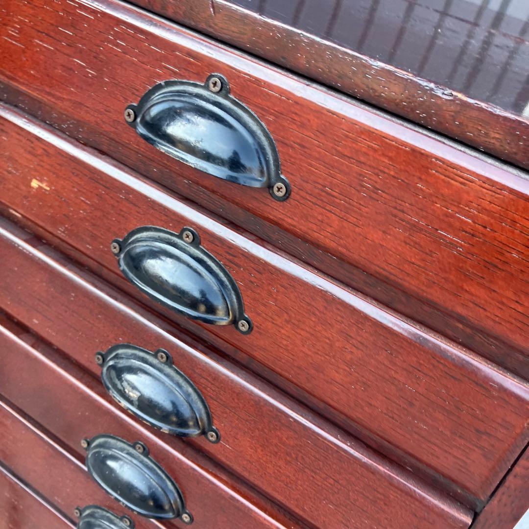 北欧レトロ ヴィンテージ 古家具 書類棚 整理棚 木製チェスト 11杯 箪笥