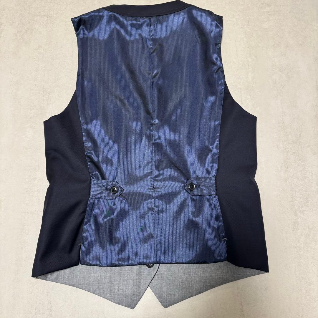 美品 NICOLE リバーシブルベスト スーツベスト 紺 グレー 結婚式 参列