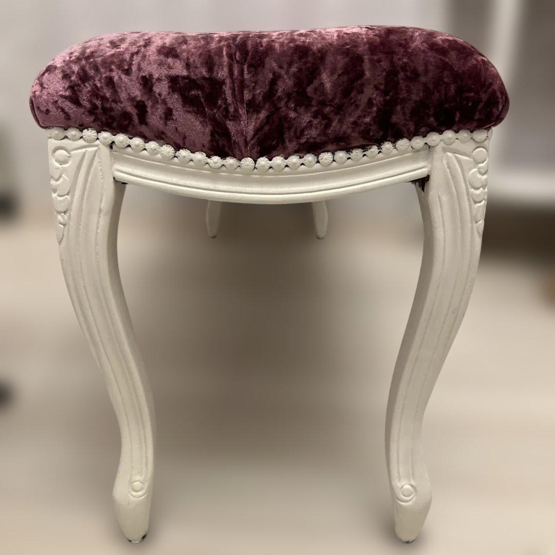 アンティーク　ベルベット　ベンチ　紫　スツール　長椅子