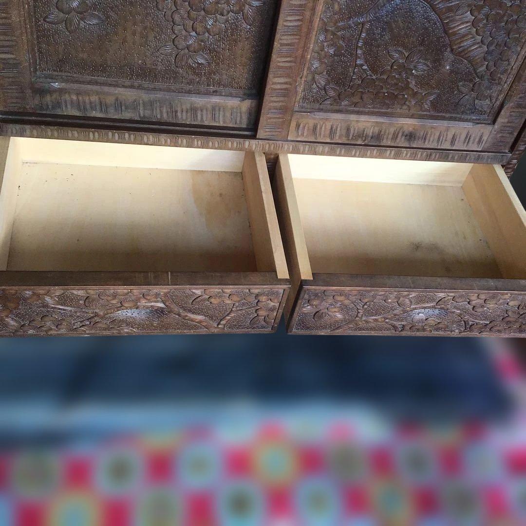 アンティーク軽井沢彫り　櫻　小箪笥　収納　引出し