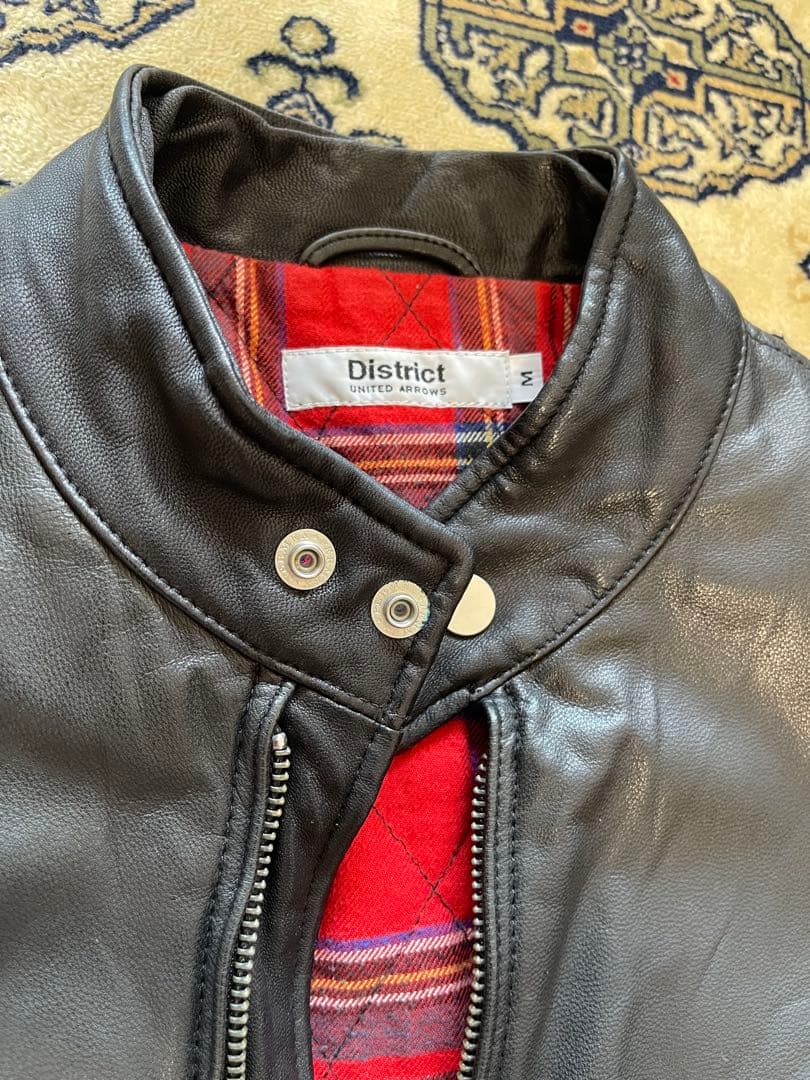 美品　District United Arrows シングルライダースジャケット