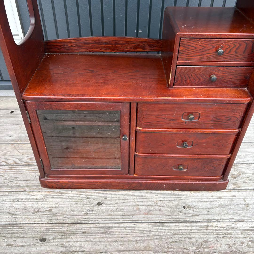 昭和レトロ カリモク 木製 階段型茶棚 サイドボード 飾り棚 コールキャビネット