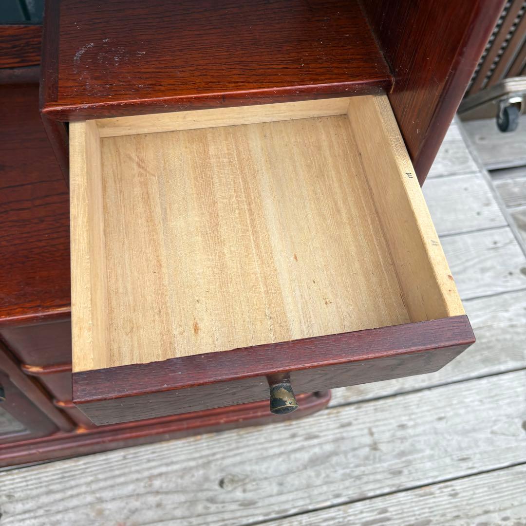 昭和レトロ カリモク 木製 階段型茶棚 サイドボード 飾り棚 コールキャビネット