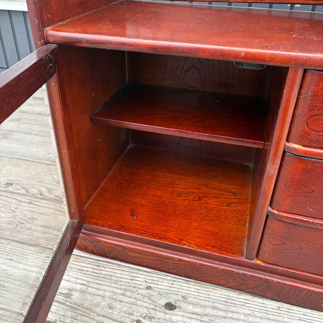 昭和レトロ カリモク 木製 階段型茶棚 サイドボード 飾り棚 コールキャビネット