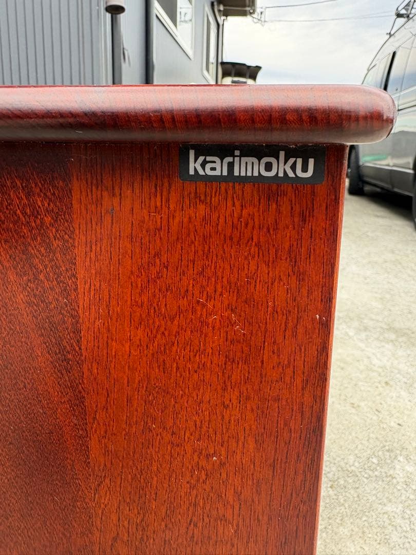 昭和レトロ カリモク 木製 階段型茶棚 サイドボード 飾り棚 コールキャビネット