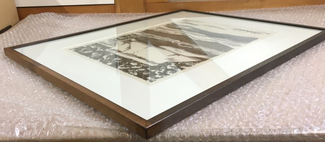 ○ 西嶋勝之「朽木の雪」木版画 167/500 直筆サイン 真作