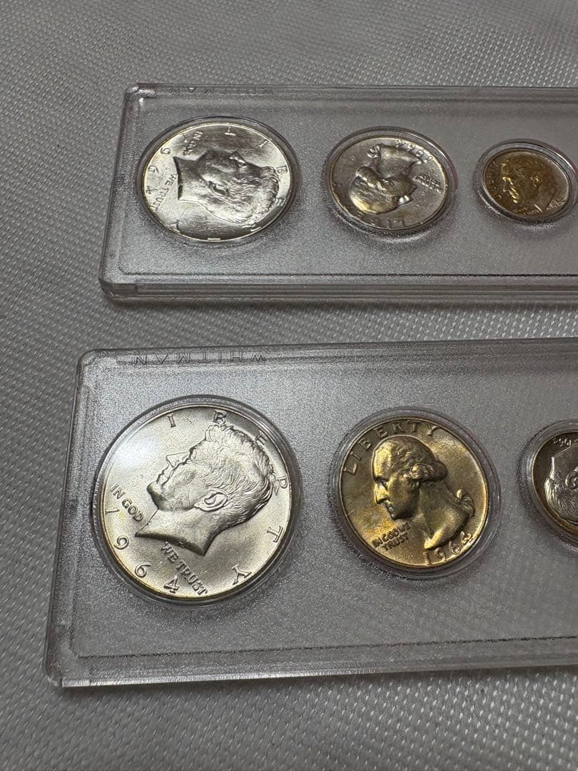 アメリカ　ピースダラー銀貨 ケネディハーフダラー銀貨他 旧硬貨6枚セット 2点