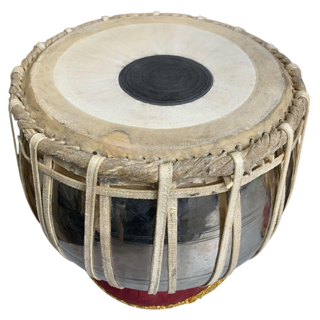 【希少】インド打楽器 タブラ&バヤンセット 台座付き