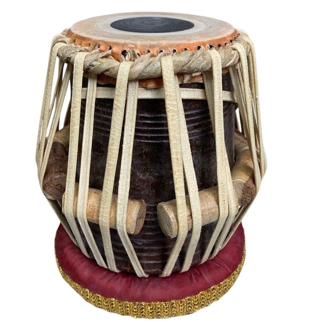 【希少】インド打楽器 タブラ&バヤンセット 台座付き