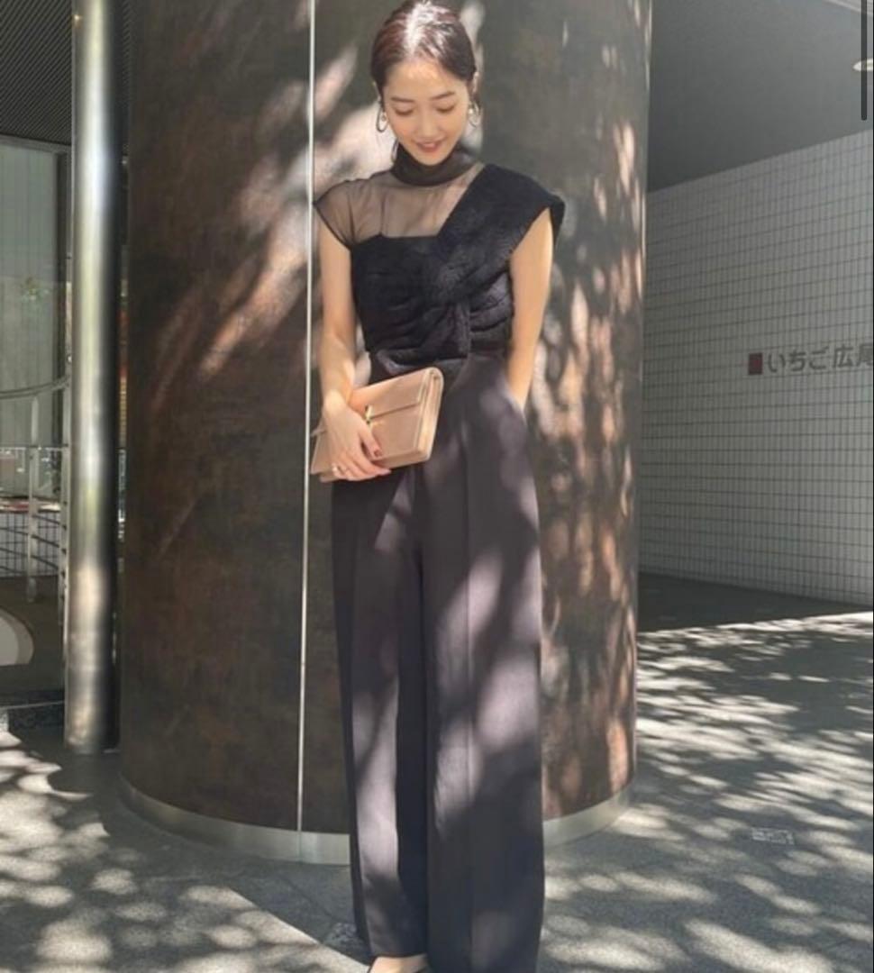 ラグナムーン パンツドレス オールインワン M 異素材ドッキング オケージョン