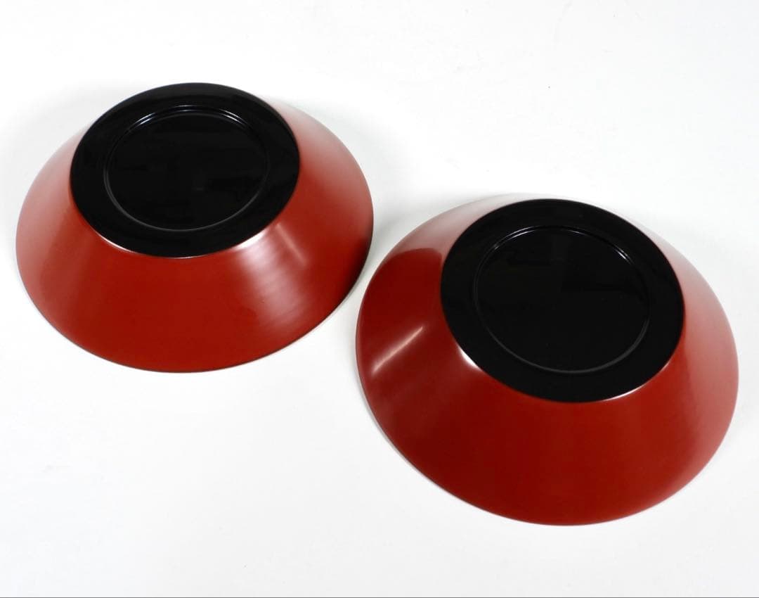 美品★輪島塗 蒔絵師 西塚栄治在銘★花蒔絵 漆塗 飾皿二枚セット★共箱付き