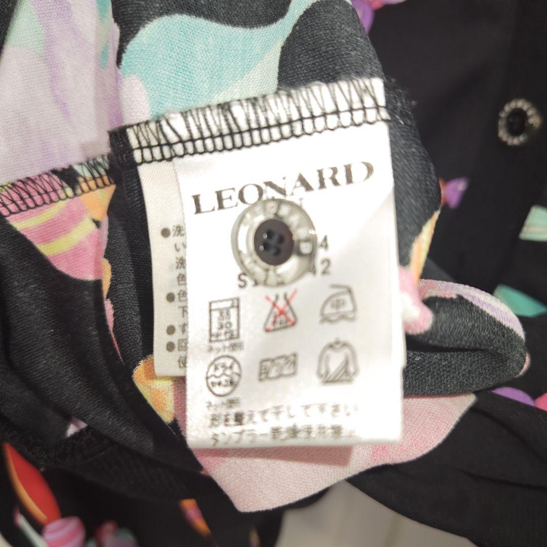 レオナール ポロシャツ ロゴボタン 黒 XL