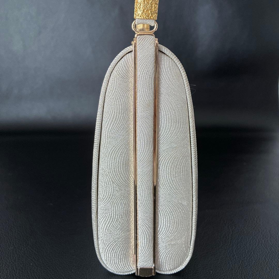 355草履バッグセット皮革製 礼装用 銀糸 金糸 シンプル 留袖 訪問着 着物