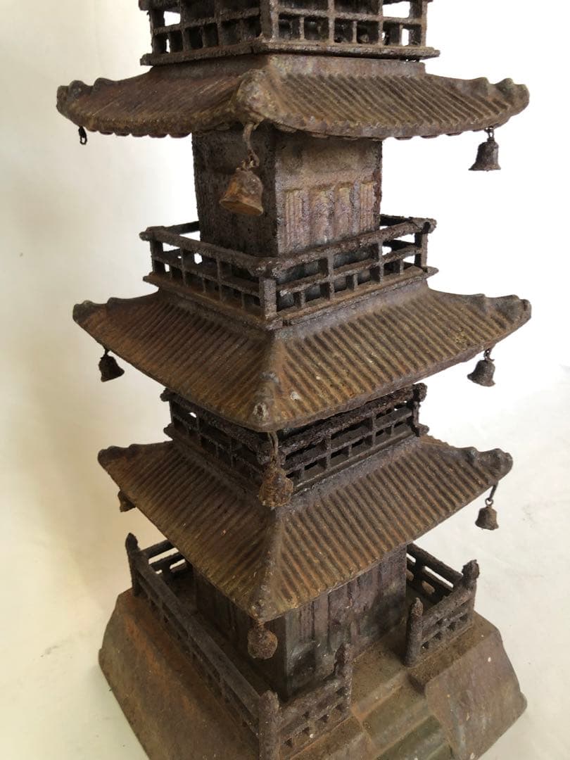 錆あり 昭和レトロ 五重の塔 置物 鉄製 ヴィンテージ アンティーク
