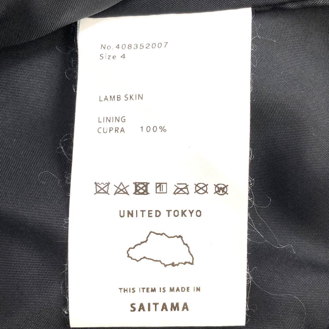 UNITED TOKYO　シングルライダースジャケット　ブラック　4サイズ