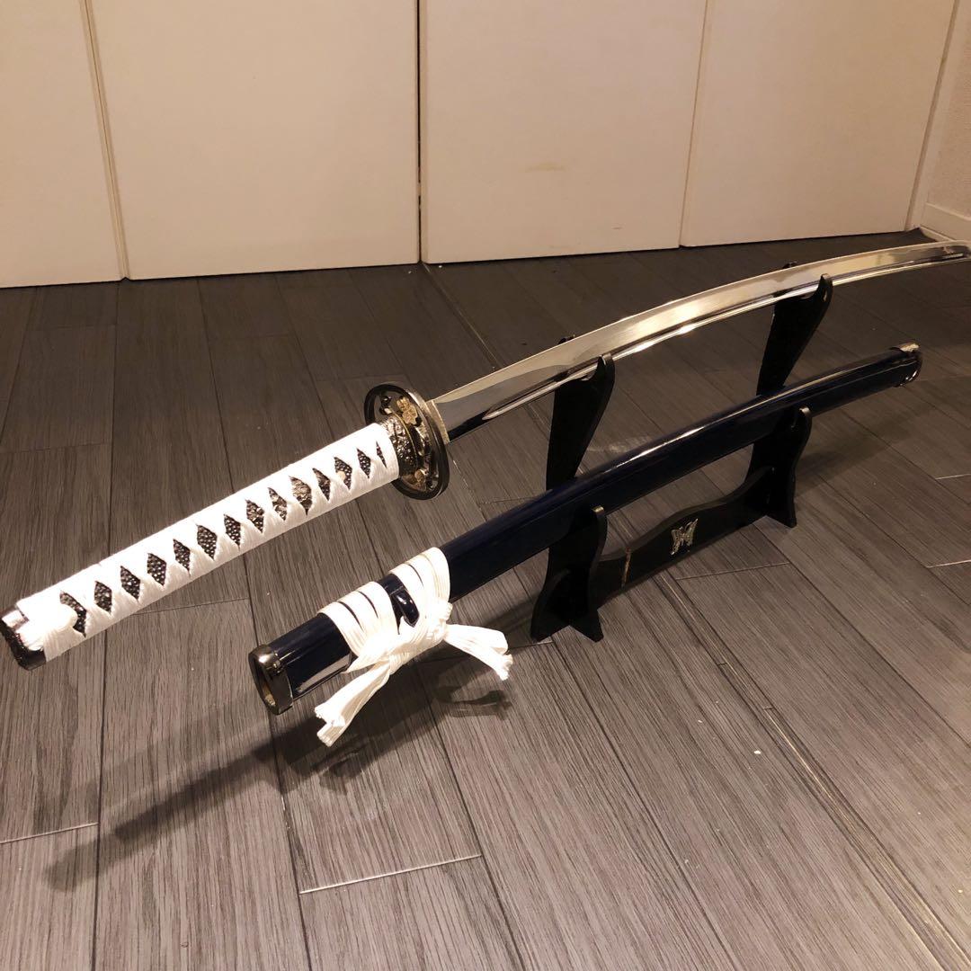 高級模造刀　高級居合刀　樋入り　優勢刃紋刀身　白拵え　亜合金刀身