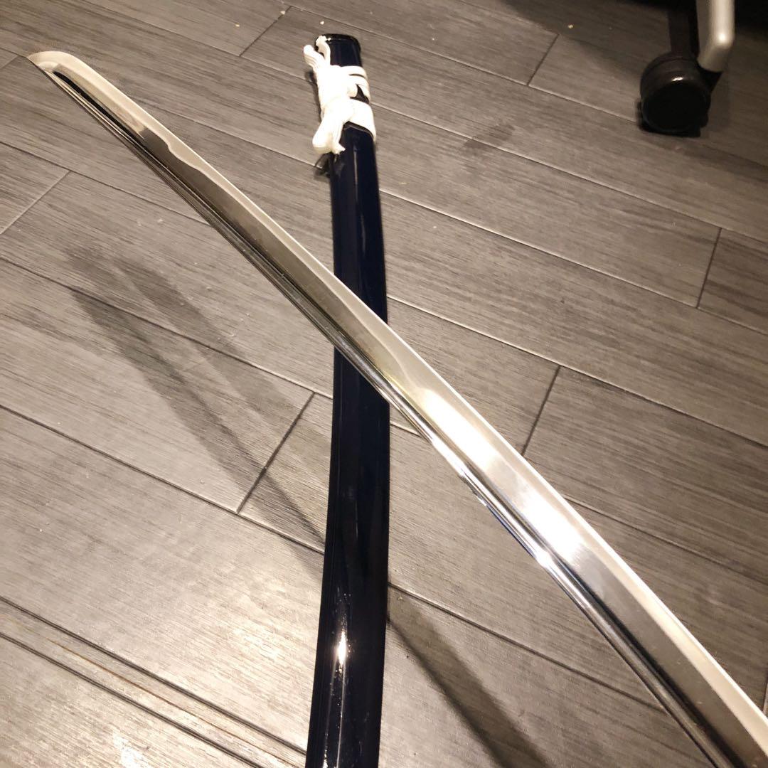 高級模造刀　高級居合刀　樋入り　優勢刃紋刀身　白拵え　亜合金刀身