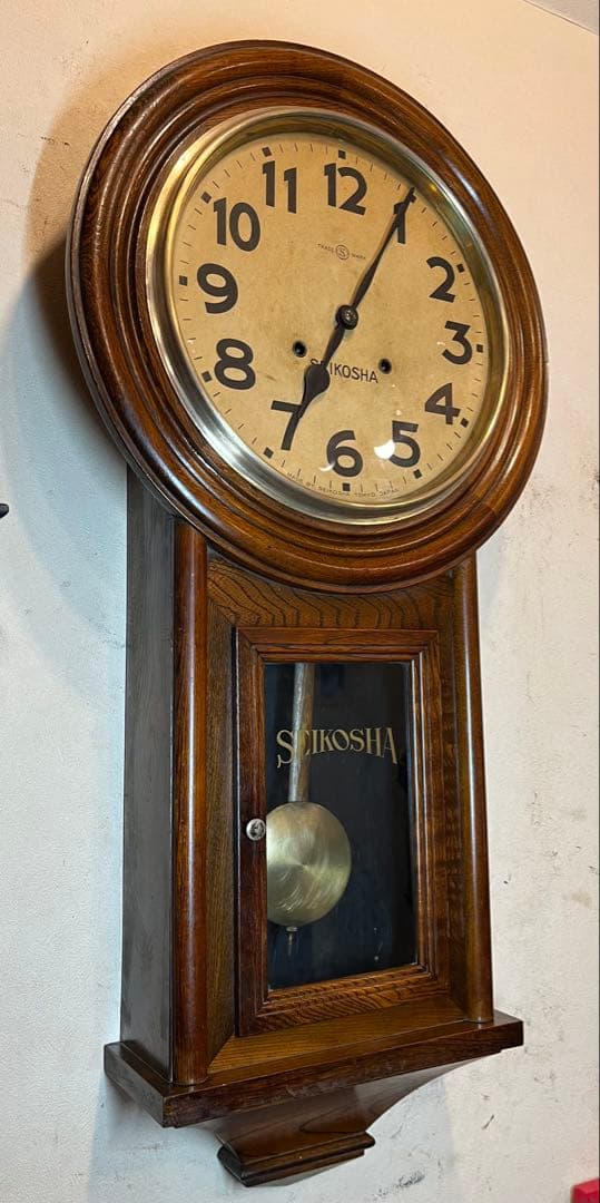 精工舎　大型頭丸　柱時計　古時計　振り子　ゼンマイ　レトロ　アンティーク
