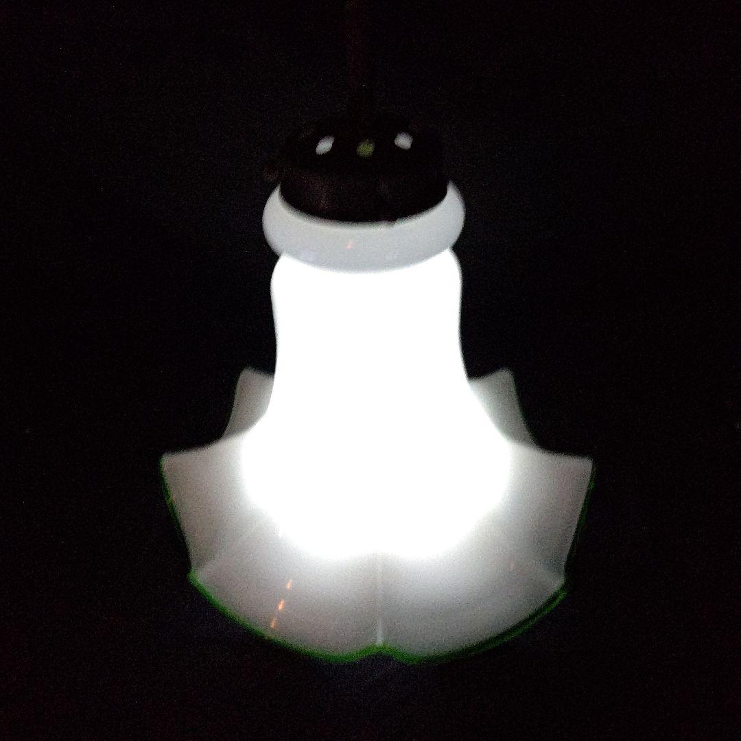 昭和レトロ 乳白と緑のガラスランプシェード 約33cm